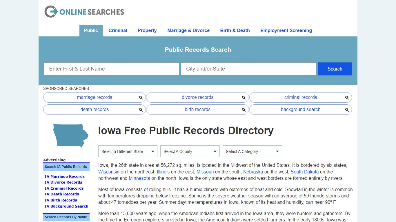 Iowa Free Public Records Directory - OnlineSearches.com