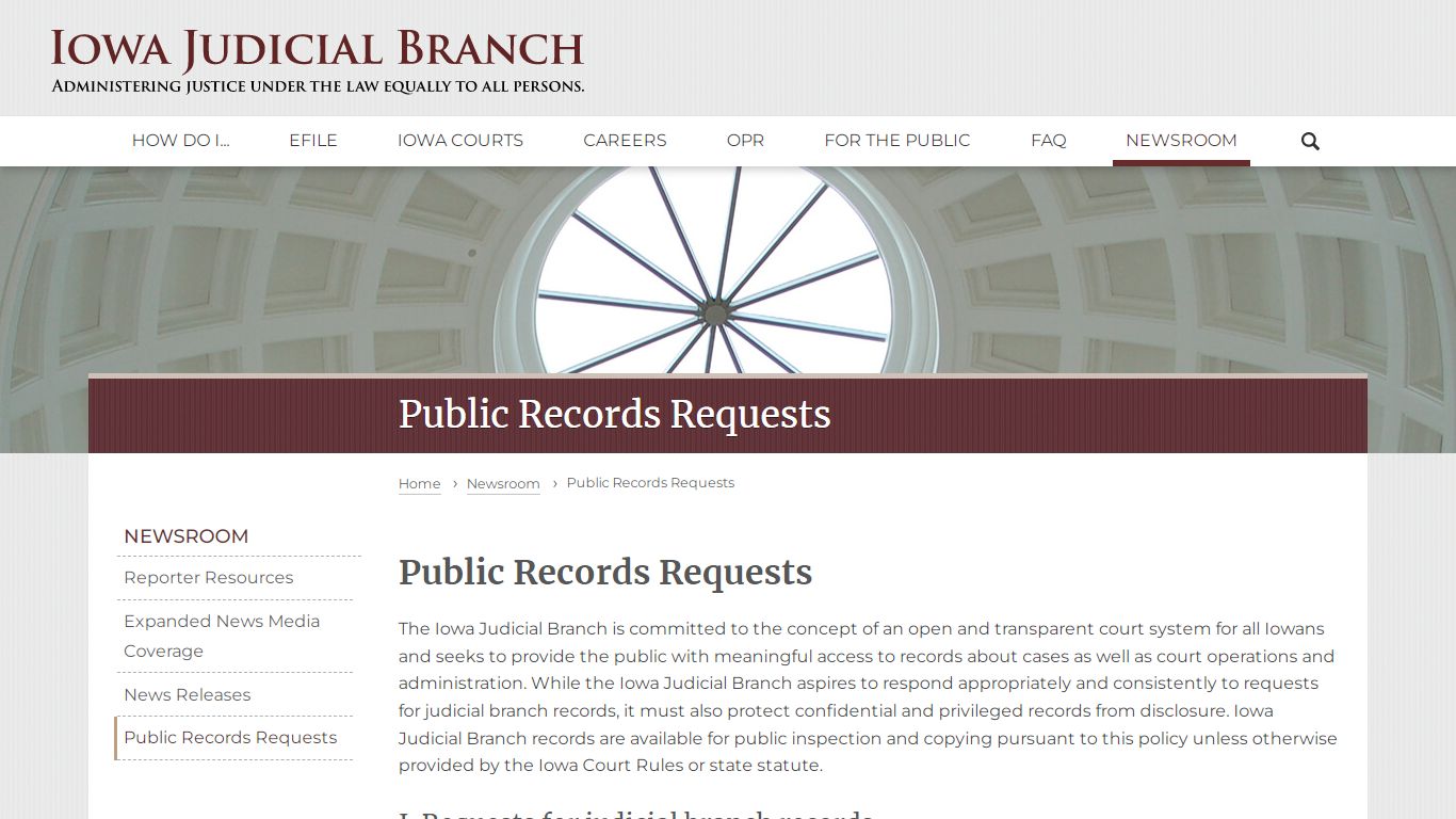 Public Records Requests | Iowa Judicial Branch